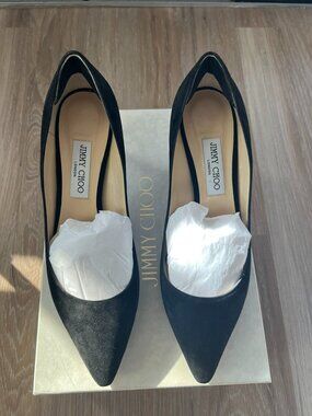 JIMMY CHOO Black Suede Romy 60mm Pointed Toe Heels Pumps Shoes